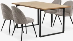 AABENRAA + KOKKEDALAABENRAA L160 table coloris chêne + 4 KOKKEDAL chaises gris