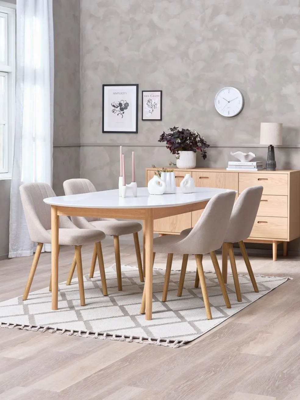 ADSLEVChaise ADSLEV sans accoudoir beige/coloris chêne naturel