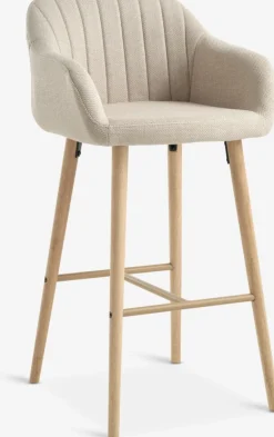 ADSLEVChaise de bar ADSLEV tissu beige/coloris chêne naturel