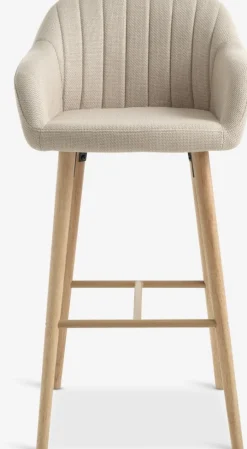 ADSLEVChaise de bar ADSLEV tissu beige/coloris chêne naturel