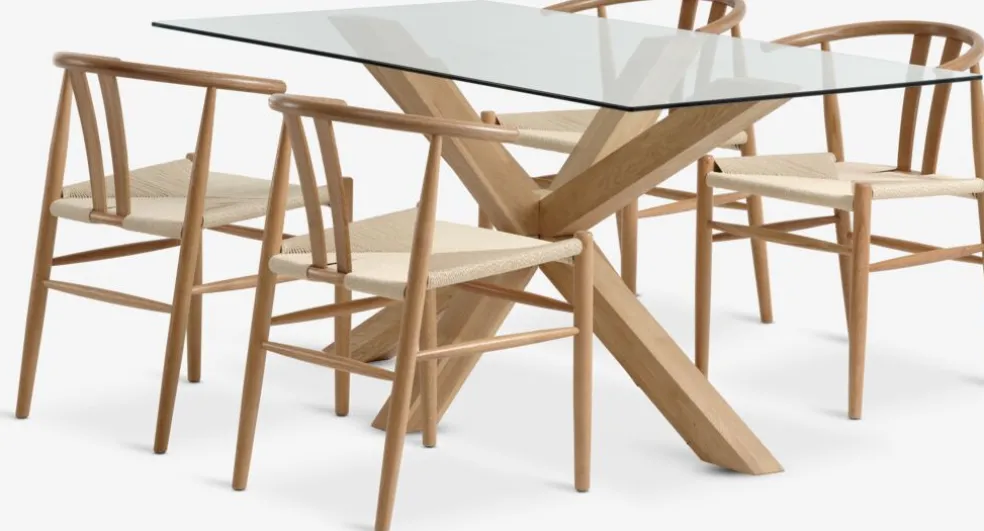 AGERBY + GUDERUPAGERBY L160 table chêne naturel + 4 GUDERUP chaises chêne
