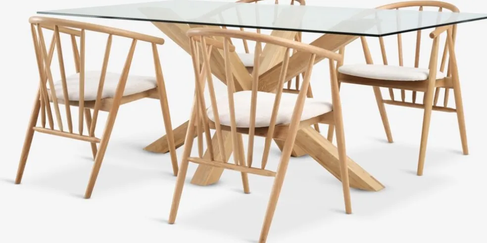 AGERBY + LYKSBORGAGERBY L190 table chêne + 4 LYKSBORG chaises chêne naturel