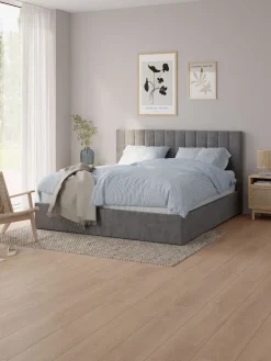 AGERFELDCadre de lit AGERFELD 180x200 tissu gris foncé
