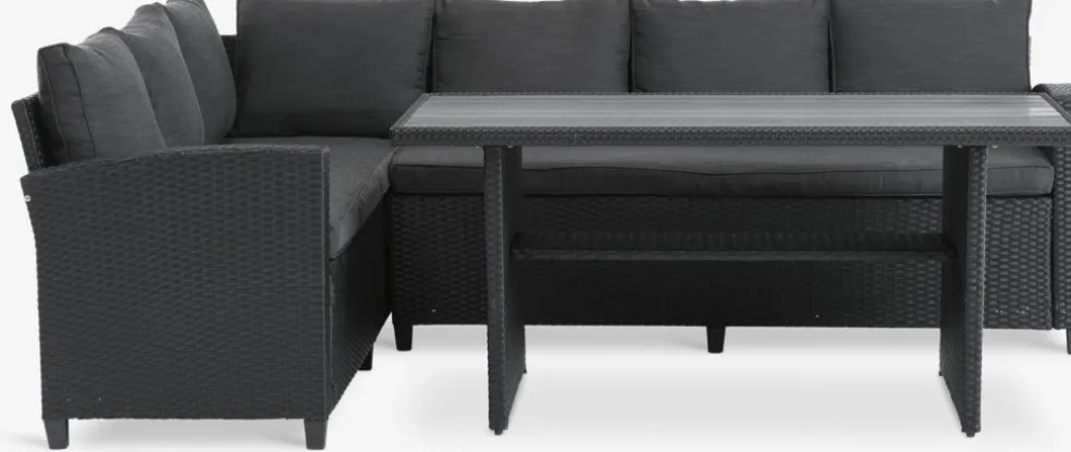 AGERMOSEEnsemble lounge AGERMOSE 6 personnes a/rangement noir