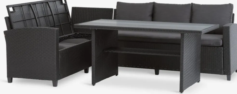 AGERMOSEEnsemble lounge AGERMOSE 6 personnes a/rangement noir