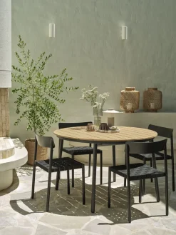 AKTIVEN + HAGLEBUAKTIVEN L118/168 table naturel + 4 HAGLEBU chaises noir