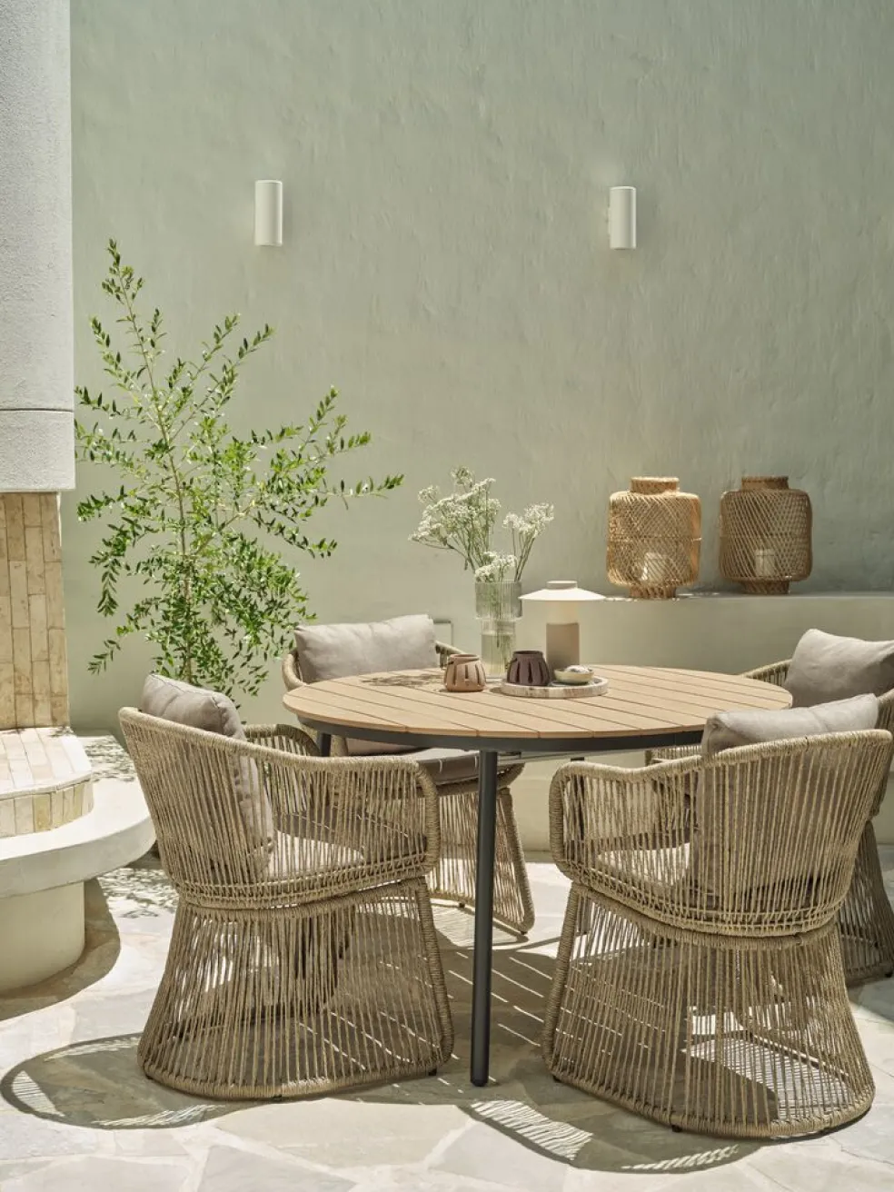 AKTIVEN + STORDALENAKTIVEN L118/168 table + 4 STORDALEN chaises naturel