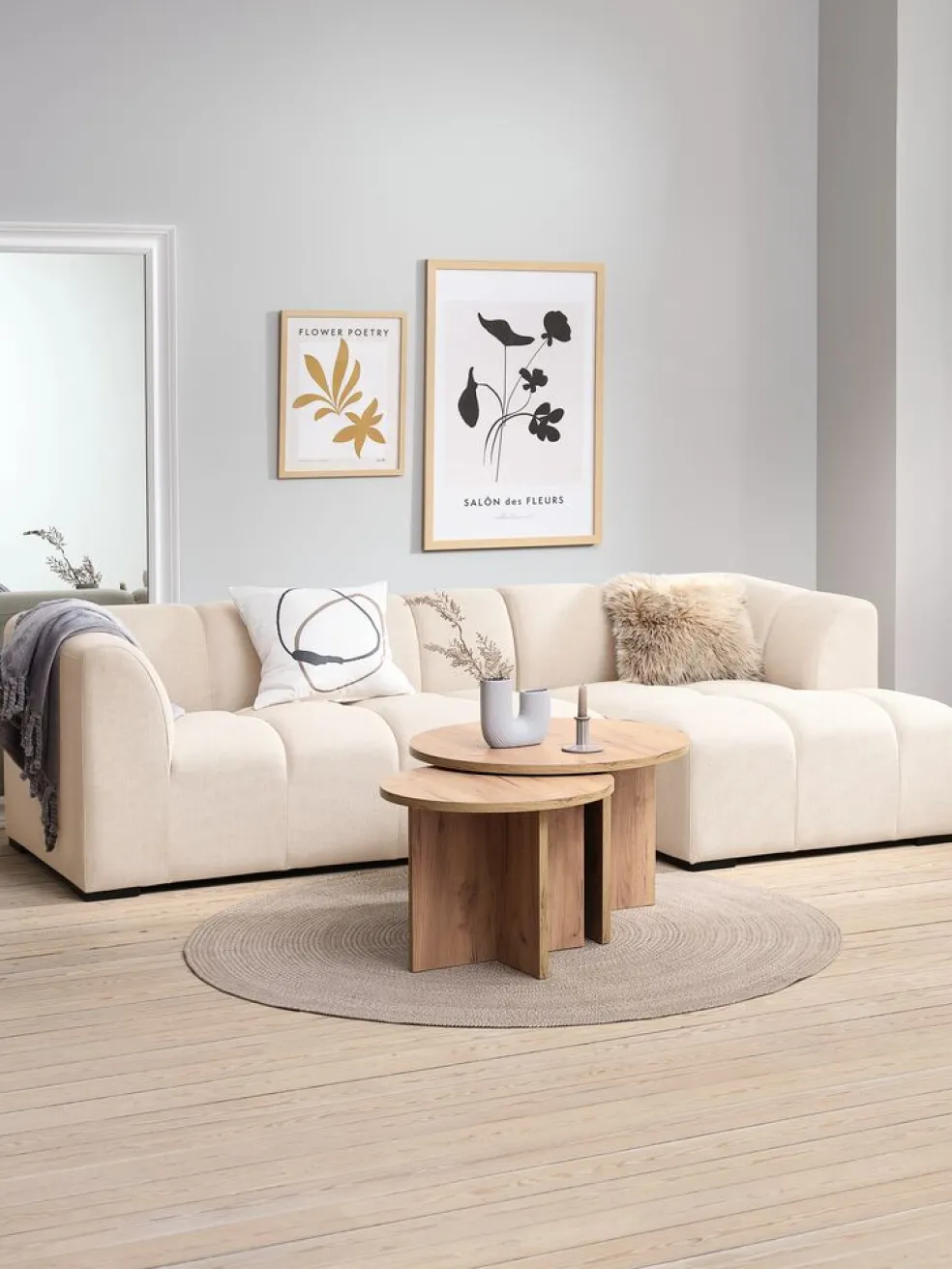ALLESECanapé ALLESE méridienne droite tissu beige