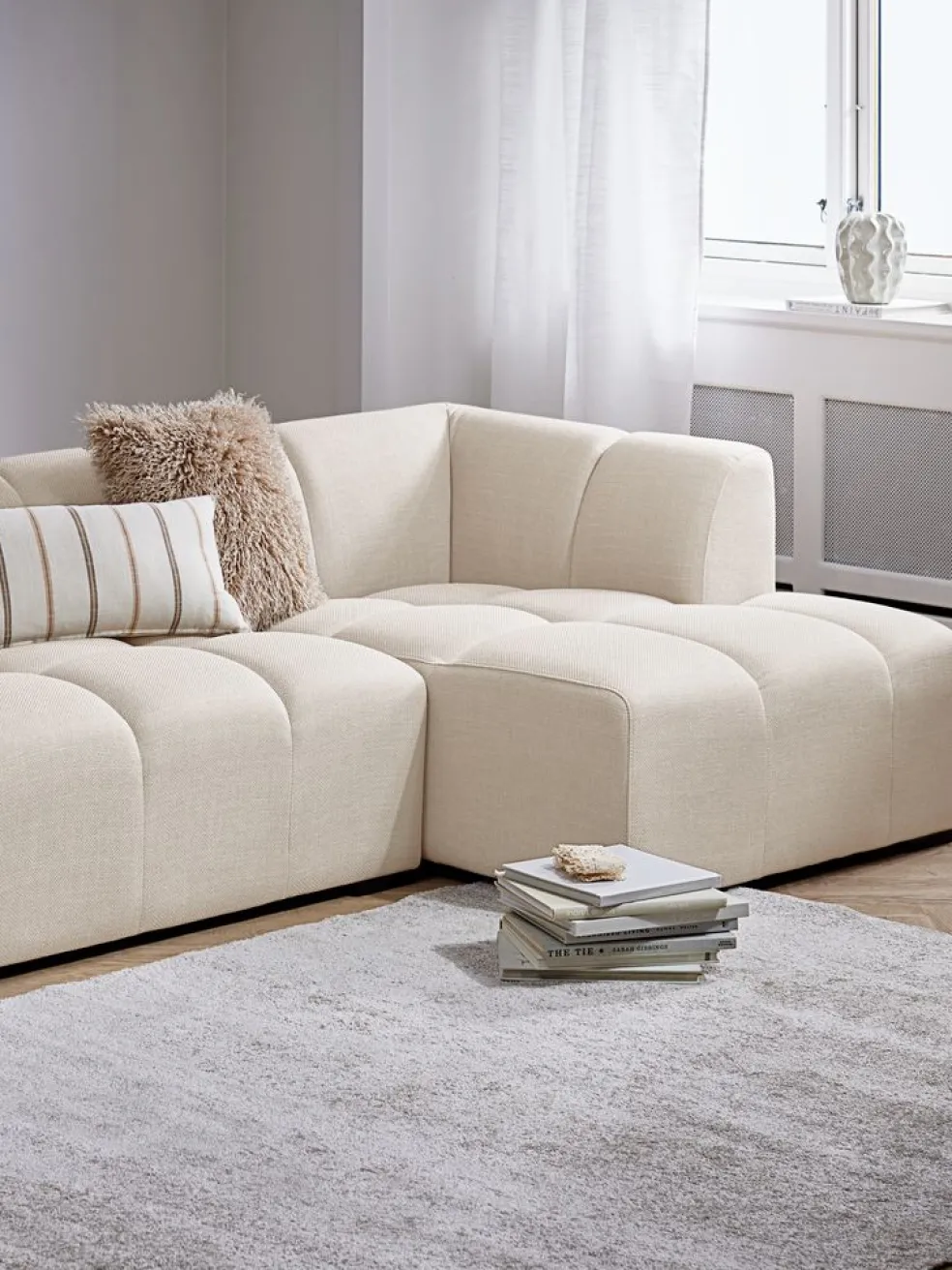 ALLESECanapé ALLESE méridienne droite tissu beige