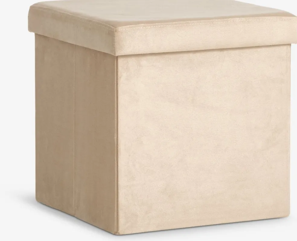 AUNINGPouf AUNING 38x38 a/rangement velours sable foncé