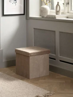AUNINGPouf AUNING 38x38 a/rangement velours sable foncé