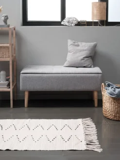 BADSTEDBanc BADSTED a/rangement tissu gris clair/coloris chêne