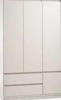 BILLUNDArmoire BILLUND 119x193 4 portes 2 tir. colo travertin/beige