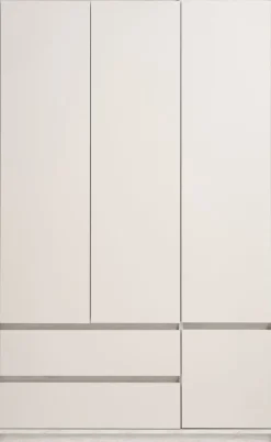 BILLUNDArmoire BILLUND 119x193 4 portes 2 tir. colo travertin/beige