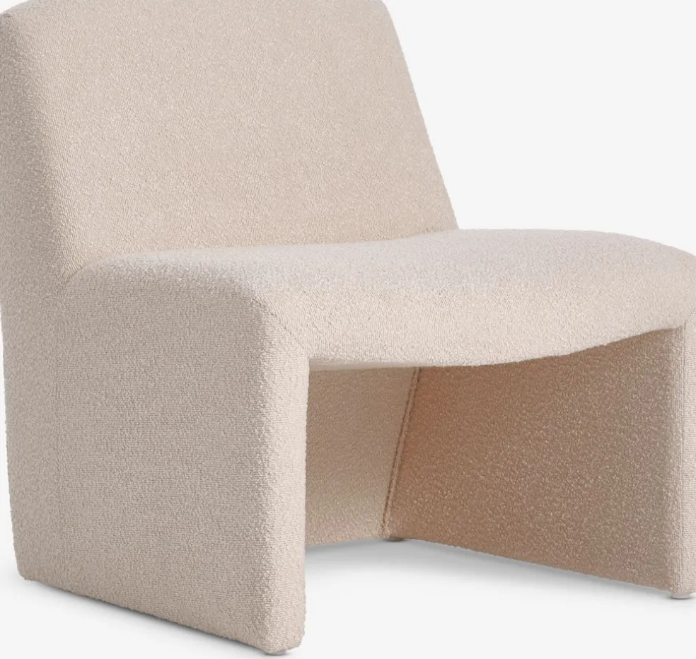 BULLERUPFauteuil lounge BULLERUP tissu teddy blanc cassé
