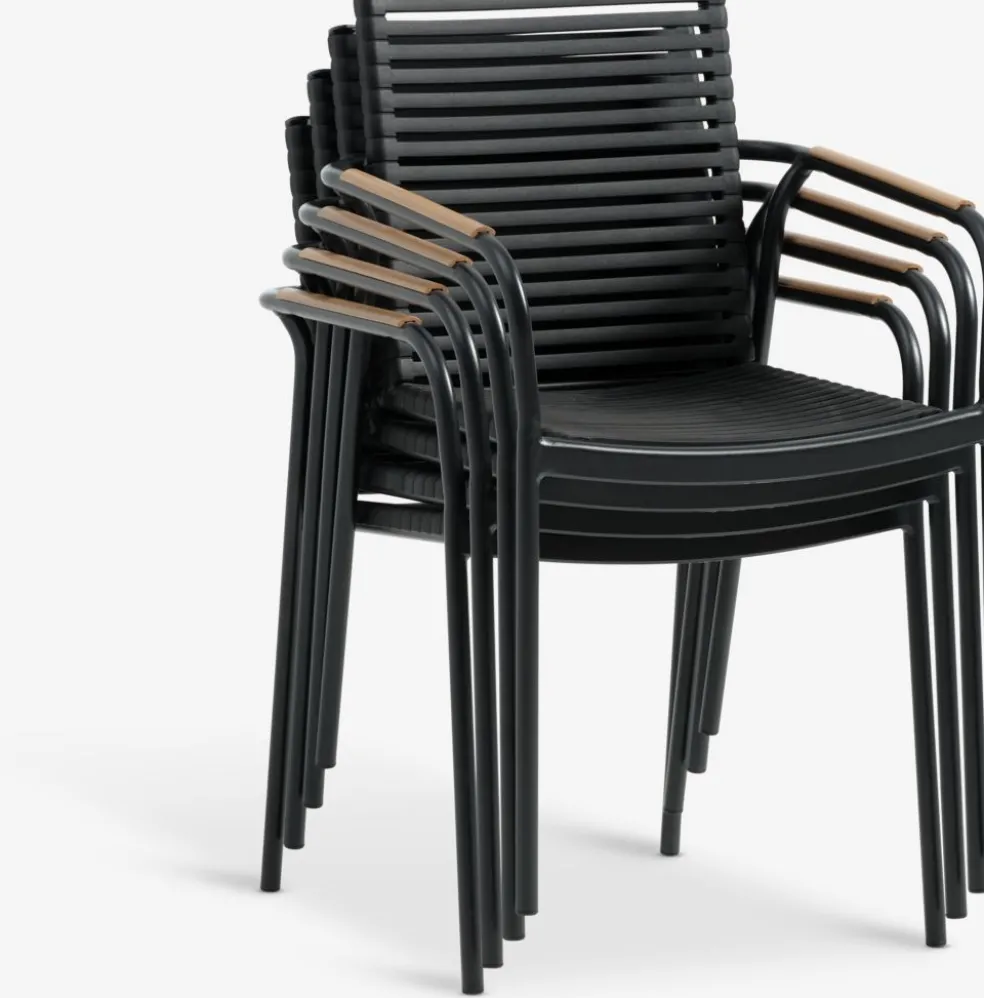 DAGSVAD + NABEDAGSVAD L190 table naturel + 4 NABE chaises noir
