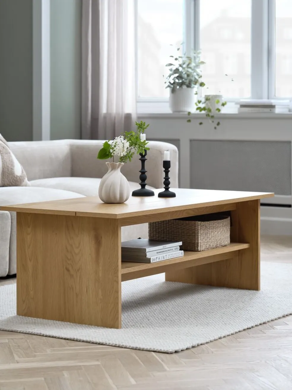 DAUGBJERGTable basse DAUGBJERG L120 plateau relevable coloris chêne