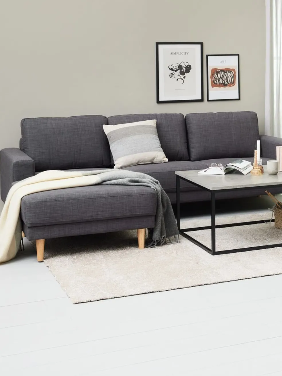EGENSECanapé EGENSE méridienne tissu gris foncé
