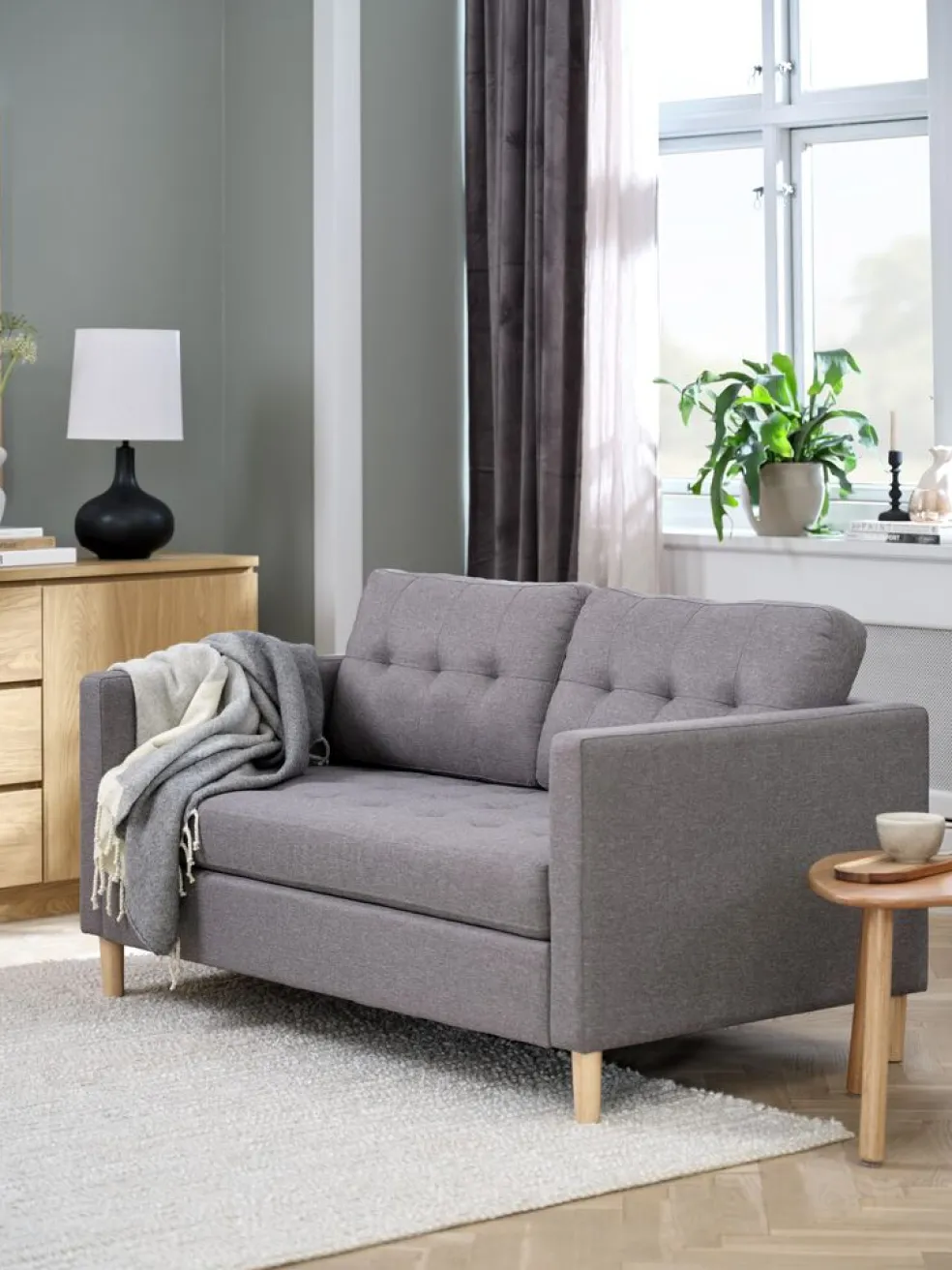 FALSLEVCanapé FALSLEV 2 places tissu gris