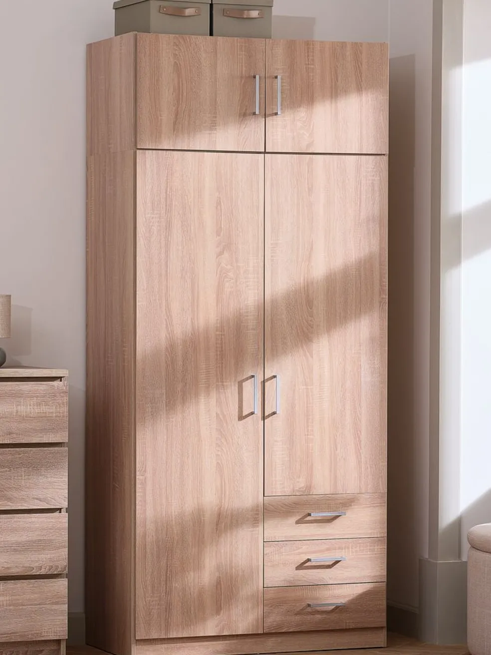 FANDRUPArmoire FANDRUP 97x176 2 portes 3 tiroirs coloris chêne c.
