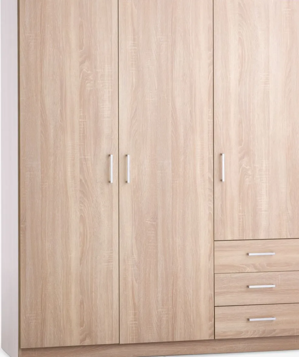 FANDRUPArmoire FANDRUP 145x176 3 portes 3 tiroirs coloris chêne c.