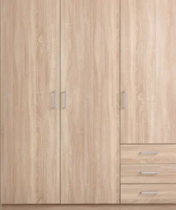 FANDRUPArmoire FANDRUP 145x176 3 portes 3 tiroirs coloris chêne c.