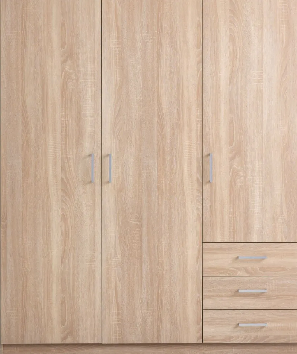 FANDRUPArmoire FANDRUP 145x176 3 portes 3 tiroirs coloris chêne c.