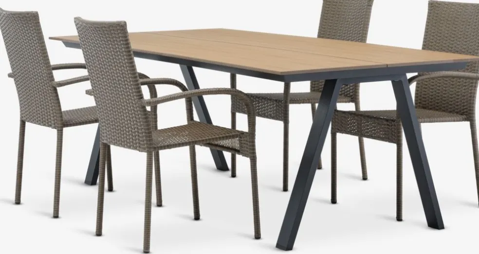 FAUSING + GUDHJEMFAUSING L220 table + 4 GUDHJEM chaises naturel