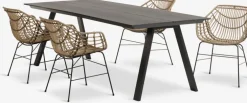 FAUSING + ILDERHUSEFAUSING L220 table noir + 4 ILDERHUSE chaises naturel