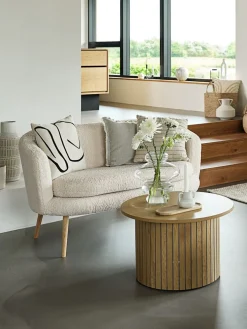 GISTRUPCanapé GISTRUP 2 places tissu teddy blanc cassé