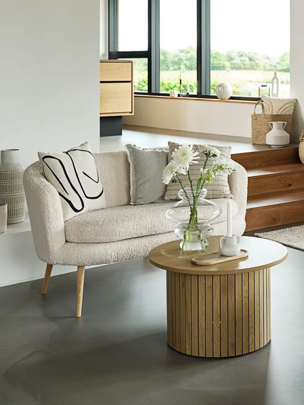 GISTRUPCanapé GISTRUP 2 places tissu teddy blanc cassé