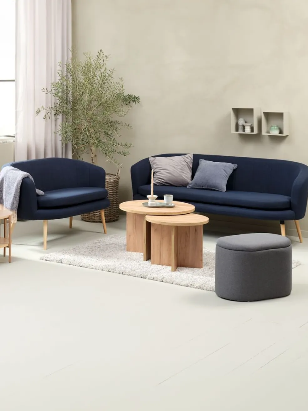 GISTRUPCanapé GISTRUP 3 places tissu bleu foncé