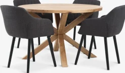 GRIBSKOV + ADSLEVGRIBSKOV Ø120 table chêne nat. + 4 ADSLEV chaises anthracite