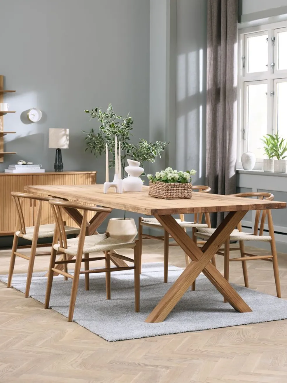 GRIBSKOV + GUDERUPGRIBSKOV L230 table chêne naturel + 4 GUDERUP chaises chêne