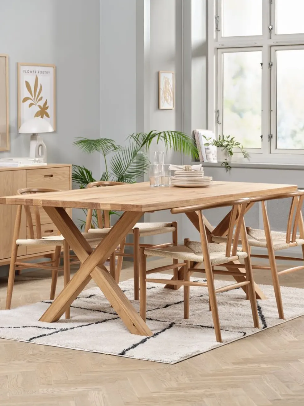 GRIBSKOV + GUDERUPGRIBSKOV L180 table chêne naturel + 4 GUDERUP chaises chêne