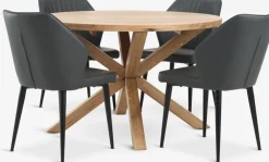 GRIBSKOV + LUNDERSKOVGRIBSKOV Ø120 table chêne + 4 LUNDERSKOV chaises anthracite