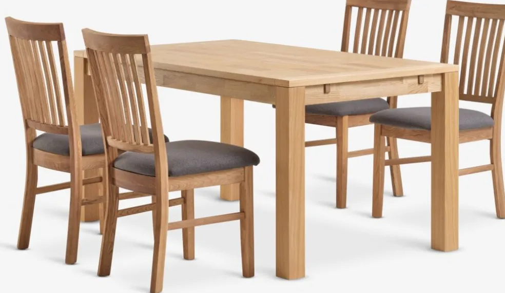 HAGEHAGE L150 table chêne naturel + 4 HAGE chaises chêne naturel