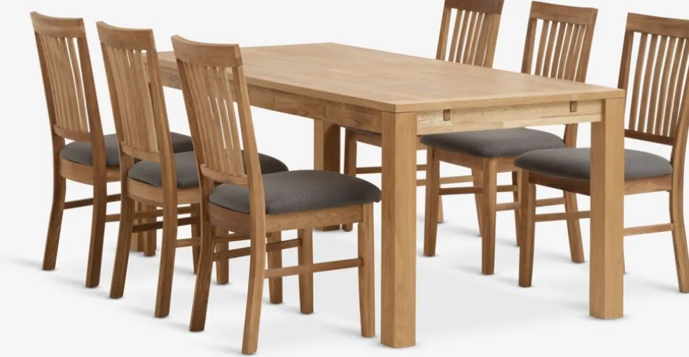 HAGEHAGE L190 table chêne naturel + 4 HAGE chaises chêne naturel