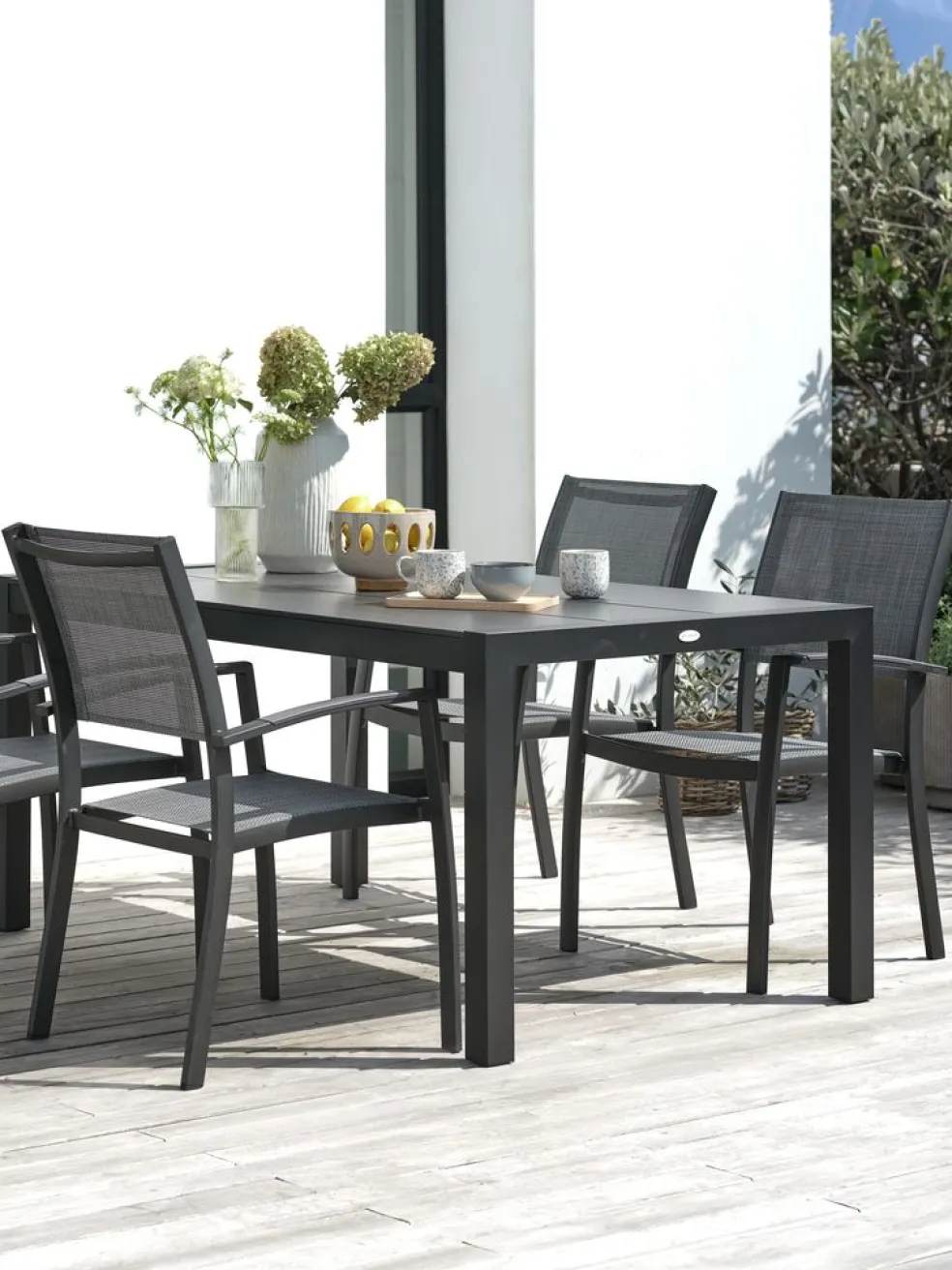 HAGEN + STRANDBYHAGEN L160 table + 4 STRANDBY chaises gris
