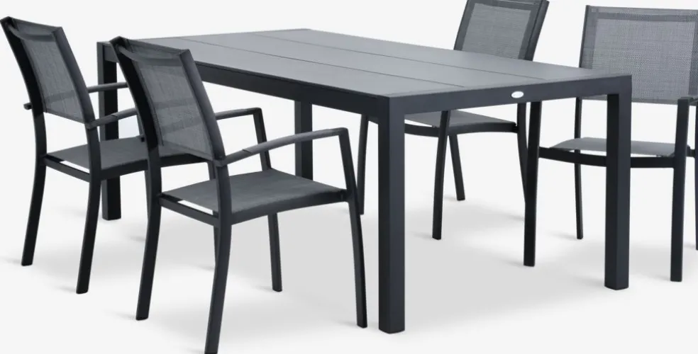HAGEN + STRANDBYHAGEN L214 table + 4 STRANDBY chaises gris