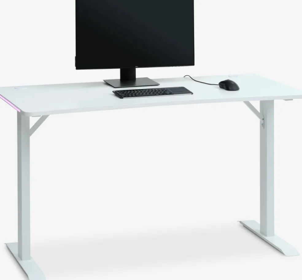HALBJERGBureau gaming HALBJERG 65x135 a/LED blanc
