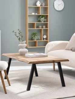 HALSKOVTable basse HALSKOV 70x120 coloris chêne naturel/noir