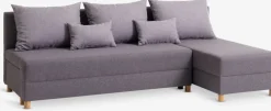 HAMPENCanapé convertible méridienne HAMPEN tissu gris/coloris chê.