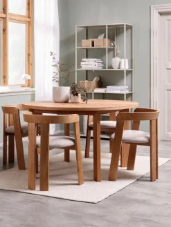 HARESKOV + BOVRUPHARESKOV Ø129 table coloris chêne naturel + 4 BOVRUP chaises