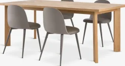 HARESKOV + ULDALHARESKOV L200 table coloris chêne + 4 ULDAL chaises brun