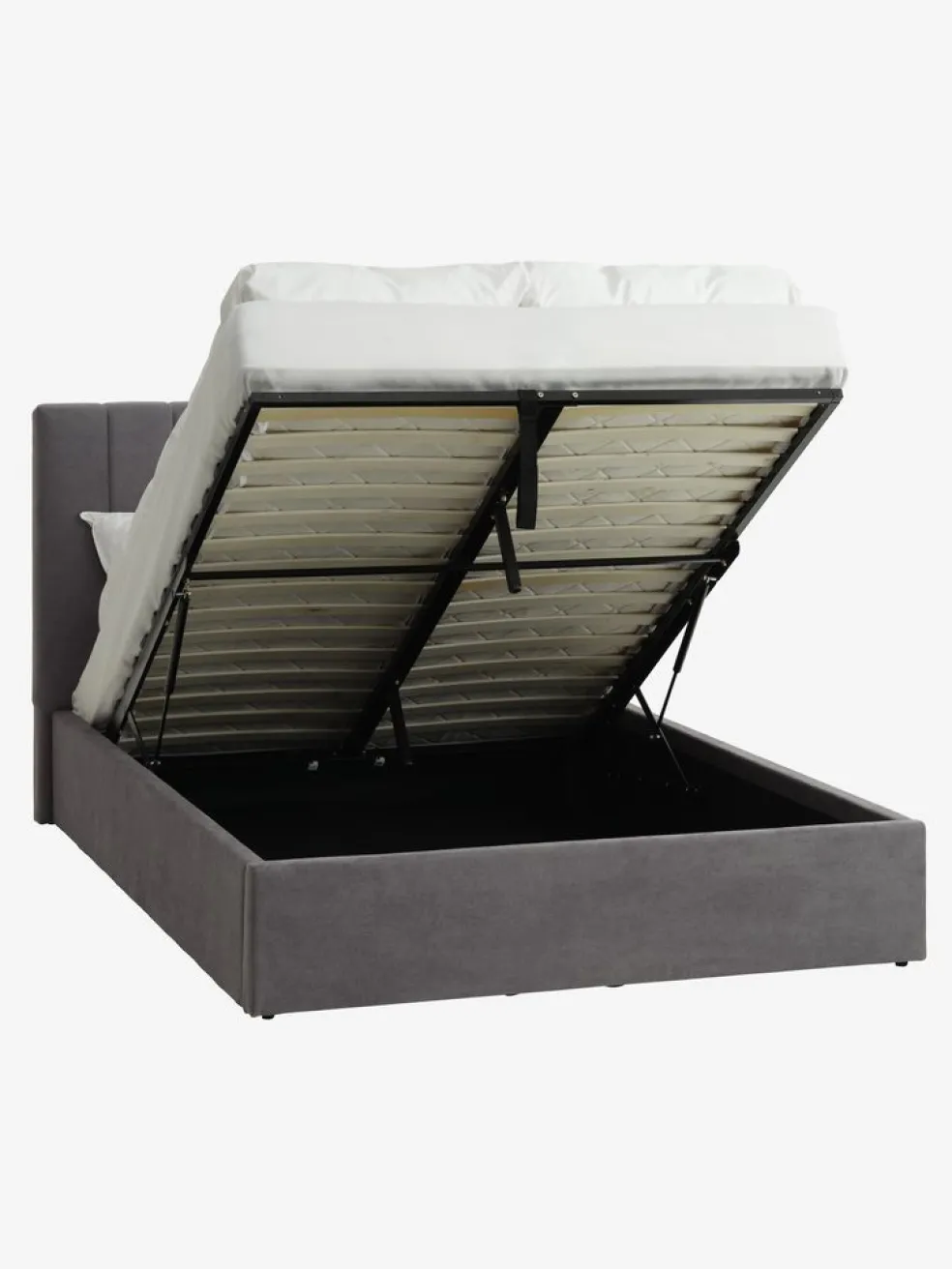 HASLEVCadre de lit HASLEV a/rangement 140x190 tissu gris foncé