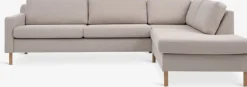 HELLERUPCanapé d'angle HELLERUP extrémité droit tissu beige/chêne