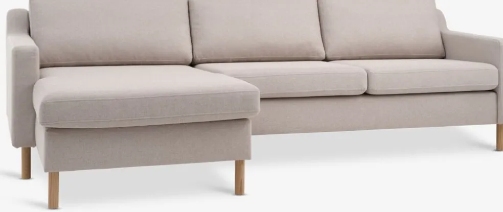 HELLERUPCanapé HELLERUP méridienne tissu beige/chêne