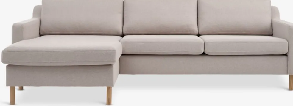 HELLERUPCanapé HELLERUP méridienne tissu beige/chêne