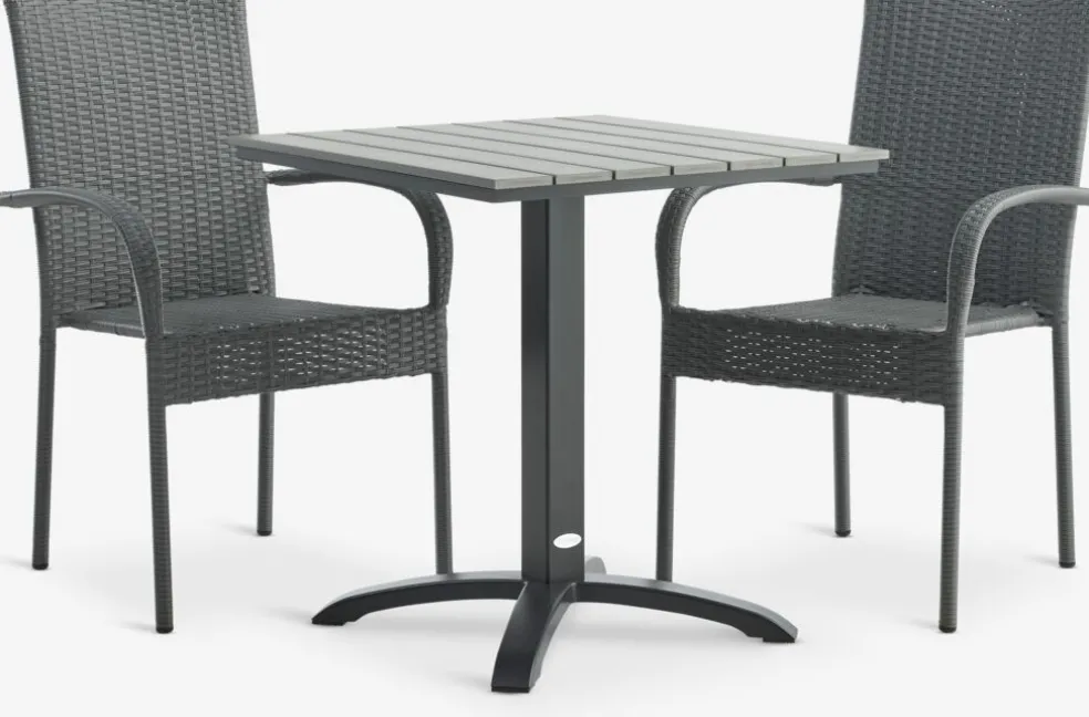 HOBRO + GUDHJEMHOBRO L70 table + 2 GUDHJEM chaises gris